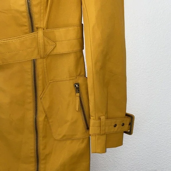 Blanc Noir Multi Zippered Pockets Belted Trench Coat Womens Cotton Blends SZ S - Picture 3 of 14